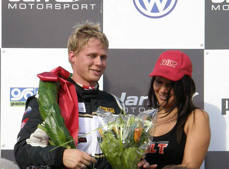 Kasper Jensen øverst på podiet i DTC Privat Cuppen ved Grand Prix Danmark 2007..